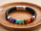 The Magnetic LEATHER 7 CHAKRA Bracelet (Lab Certified)
